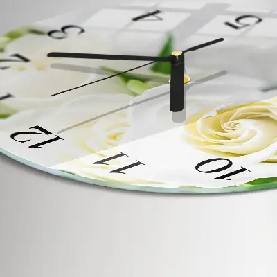 Ronde glazen wandklok Rozen