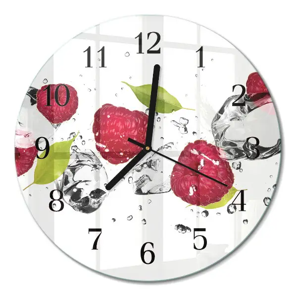 Wandklok glas decoratie rond Frambozen
