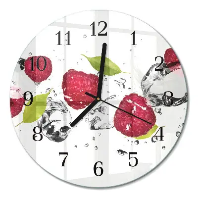 Wandklok glas decoratie rond Frambozen