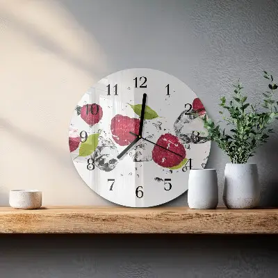 Wandklok glas decoratie rond Frambozen
