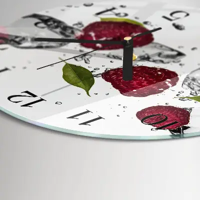 Wandklok glas decoratie rond Frambozen