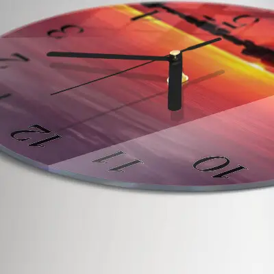 Ronde glazen wandklok Zonsondergang