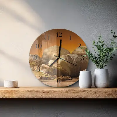 Wandklok glas decoratie rond Brood