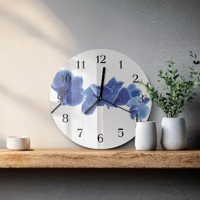 Ronde glazen wandklok Orchidee