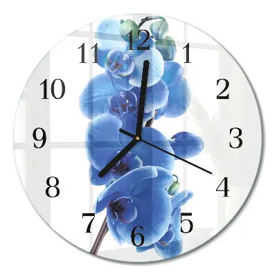 Wandklok glas decoratie rond Orchidee