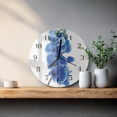 Wandklok glas decoratie rond Orchidee