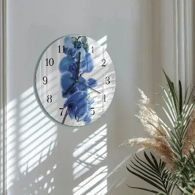 Wandklok glas decoratie rond Orchidee