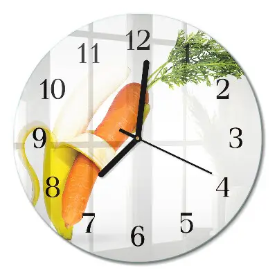 Ronde glas klok Wortels en bananen