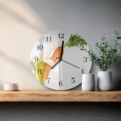 Ronde glas klok Wortels en bananen