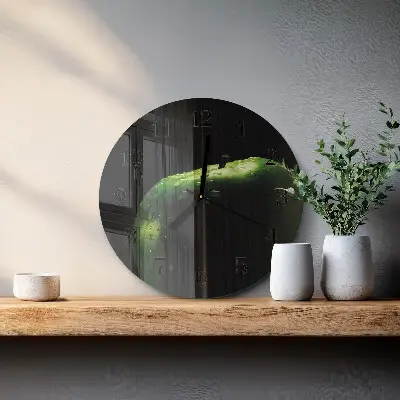 Ronde glazen wandklok Appel