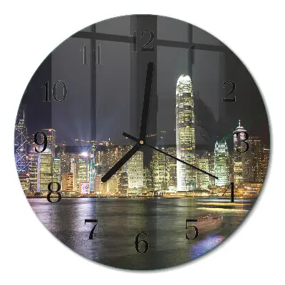 Wandklok glas decoratie rond Horizon