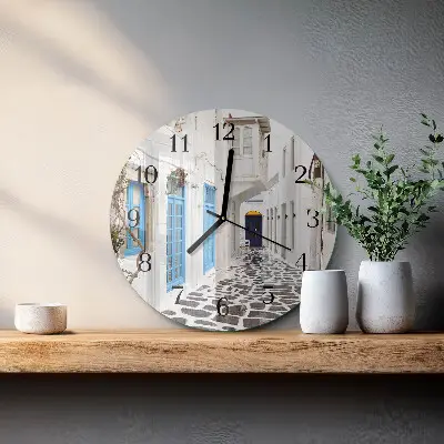 Ronde glazen klok Santorini
