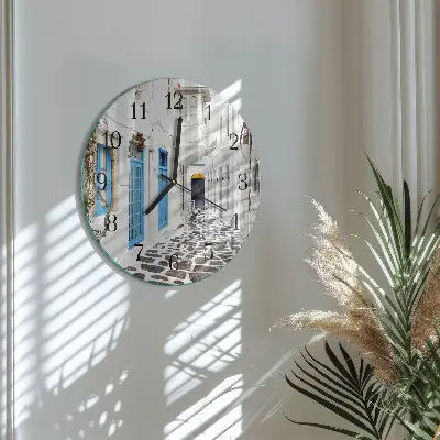 Ronde glazen klok Santorini