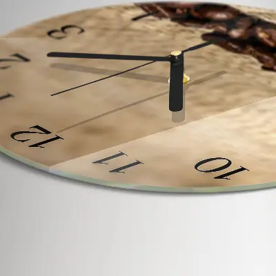 Ronde glazen wandklok Koffiebonen