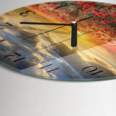 Ronde glazen klok Klaprozenveld