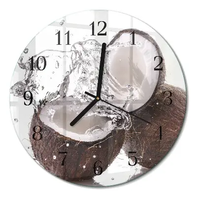 Wandklok glas decoratie rond Kokosnoten