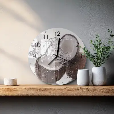 Wandklok glas decoratie rond Kokosnoten