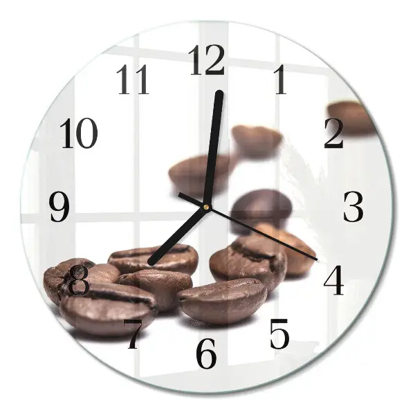 Ronde glazen wandklok Koffiebonen
