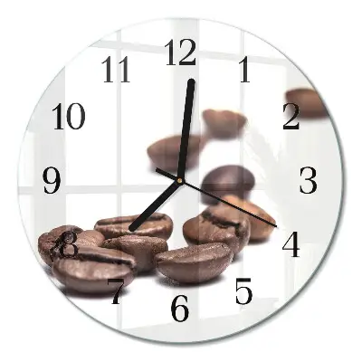 Ronde glazen wandklok Koffiebonen