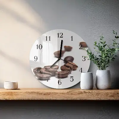 Ronde glazen wandklok Koffiebonen