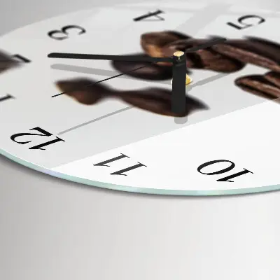 Ronde glazen wandklok Koffiebonen