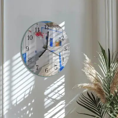 Klok glas met opdruk rond Santorini
