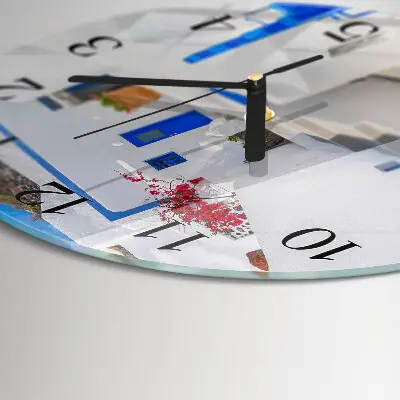 Klok glas met opdruk rond Santorini
