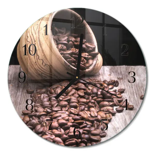 Wandklok glas decoratie rond Koffiebonen