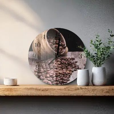Wandklok glas decoratie rond Koffiebonen