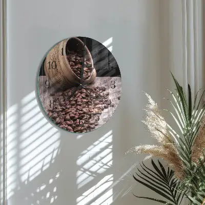 Wandklok glas decoratie rond Koffiebonen