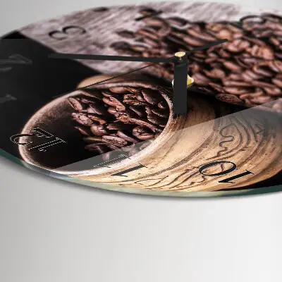 Wandklok glas decoratie rond Koffiebonen