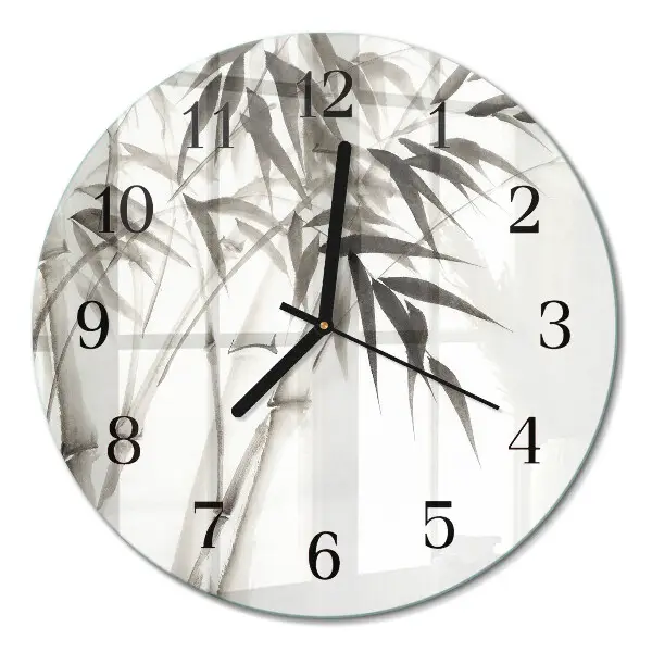 Ronde glas klok Bamboe