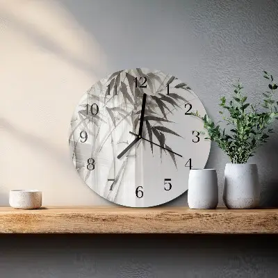 Ronde glas klok Bamboe