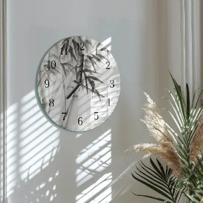 Ronde glas klok Bamboe
