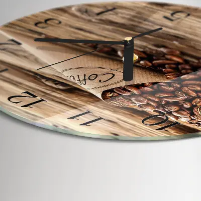 Ronde glazen wandklok Koffiebonen