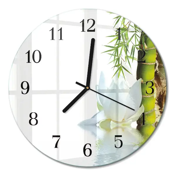 Wandklok glas decoratie rond Bamboe
