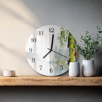 Wandklok glas decoratie rond Bamboe
