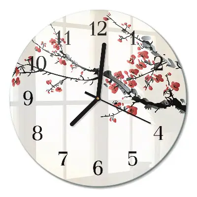 Ronde glas klok Bloemen