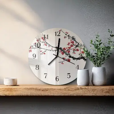 Ronde glas klok Bloemen