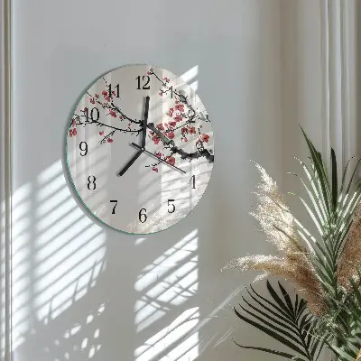 Ronde glas klok Bloemen