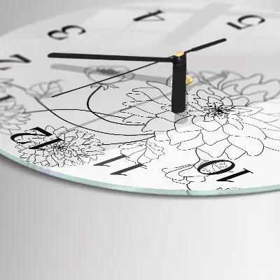 Ronde glazen wandklok Bloemen