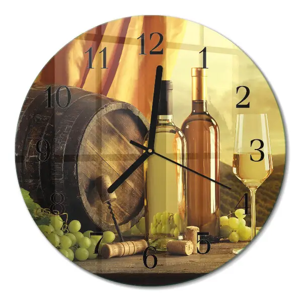 Wandklok glas decoratie rond Een wijnvat