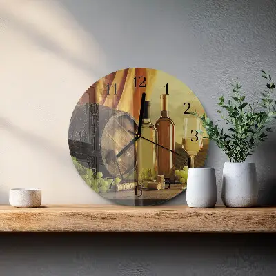 Wandklok glas decoratie rond Een wijnvat