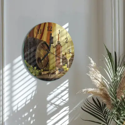 Wandklok glas decoratie rond Een wijnvat