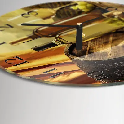 Wandklok glas decoratie rond Een wijnvat