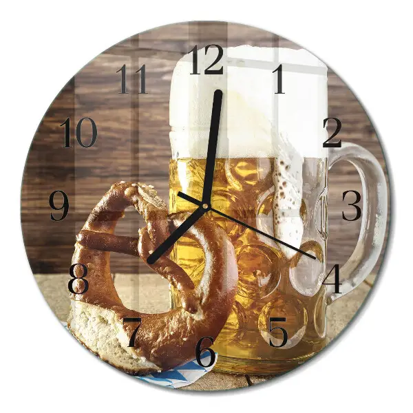 Ronde glazen klok Pretzel met bier