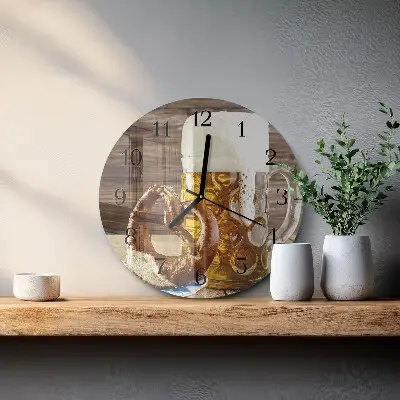 Ronde glazen klok Pretzel met bier