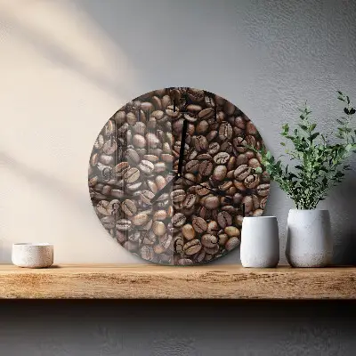 Wandklok glas decoratie rond Koffiebonen