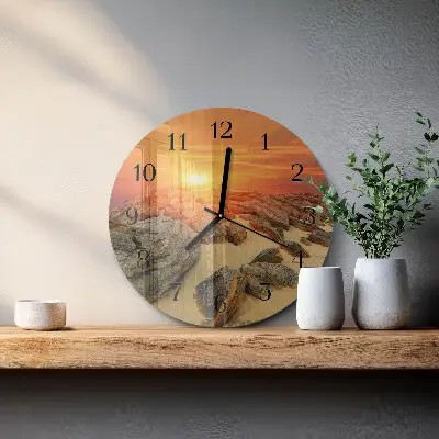 Ronde glazen klok Zonsondergang