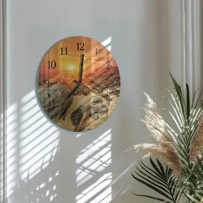 Ronde glazen klok Zonsondergang